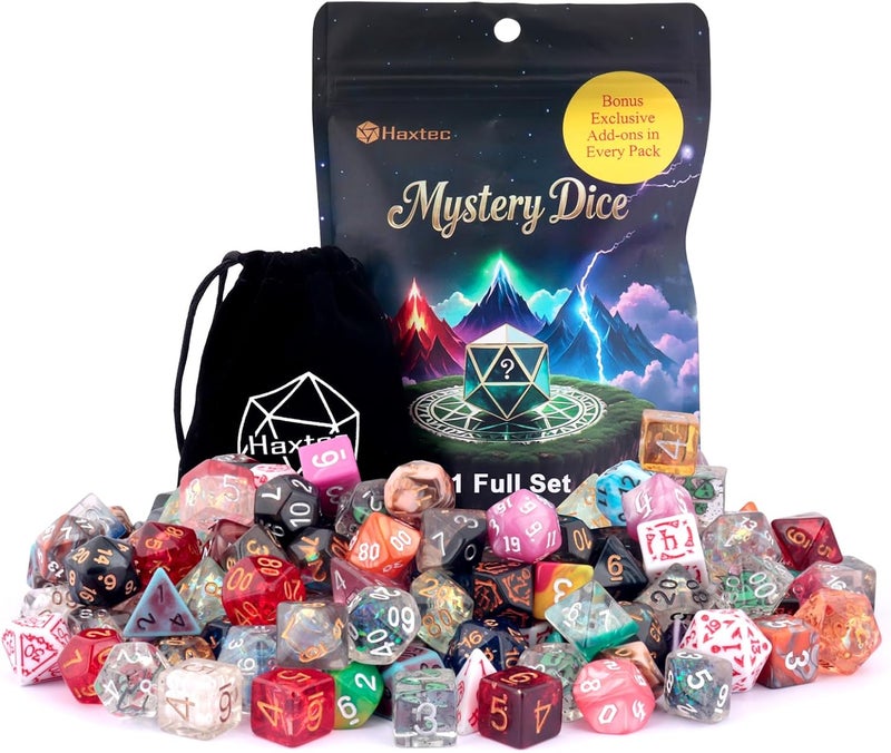 Haxtec Mystery DND Dice Set Random Style 7PC Polyhederal Dice Set with Dice Display Case Compatible with Dungeons and Dragons Dice Blind Box DND Gifts - Image 1